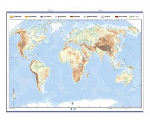 MAPA MURAL MUDO MAPAMUNDI 140X100CM