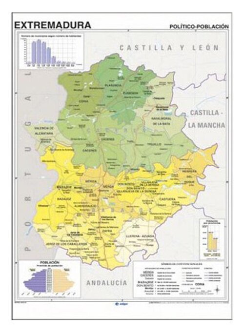MAPA POSTER EXTREMADURA 70X50CM