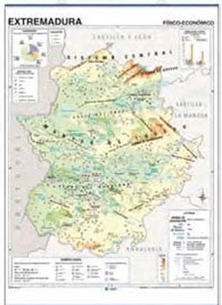 MAPA MUDO EXTREMADURA FISICO - 50U PACK
