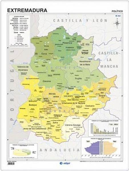 MAPA MUDO EXTREMADURA POLITICO - 50U PACK