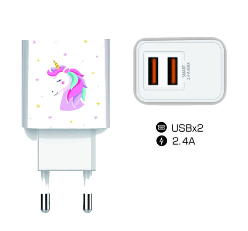 CARGADOR UNIVERSAL UNICORNIO 2X USB 2,4A