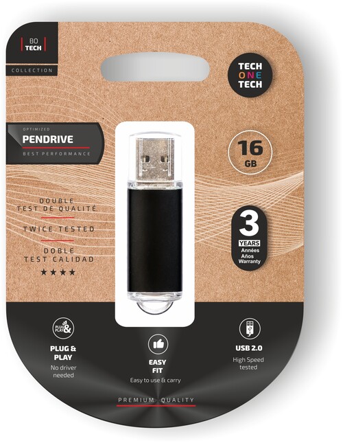 USB 16 GB NEGRO TECHONETECH
