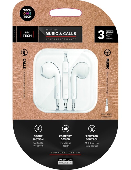 AURICULARES EARTECH ERGONOMICOS BLANCO MINI-JACK