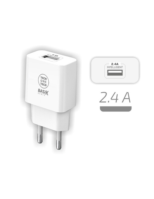 CARGADOR USB-A 2,4A BLANCO SERIE BASIK