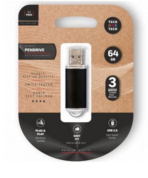 USB 64 GB NEGRO TECHONETECH