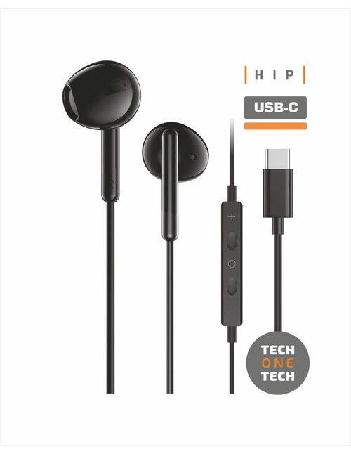 AURICULARES HIP NEGROS INTRAURAL CON USB-C