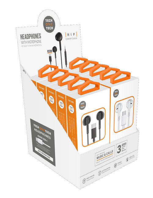 EXPOSITOR 10 AURICULARES CON CABLE USB-C HIP