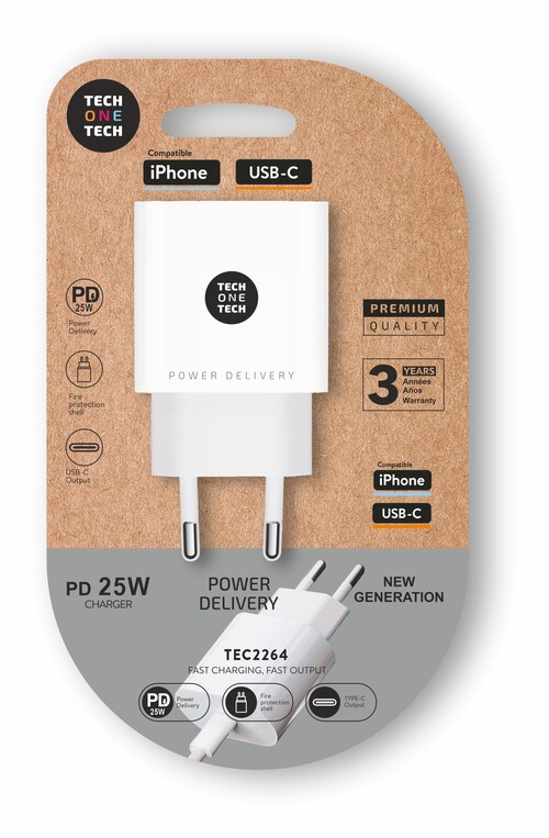 CARGADOR MOVIL BLANCO ULTRARAPIDO 25W POWER DELIVERY (PD)