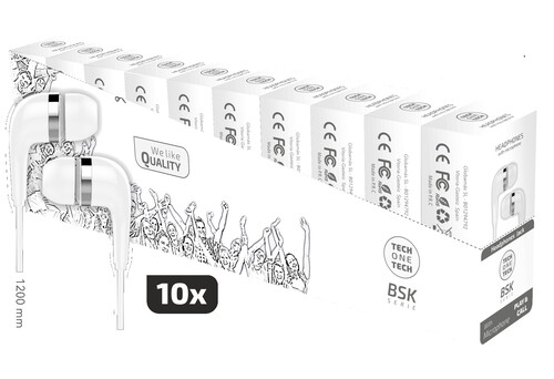 PACK 10 AURICULARES BLANCO JACK C/MICRO BASIK SERIE