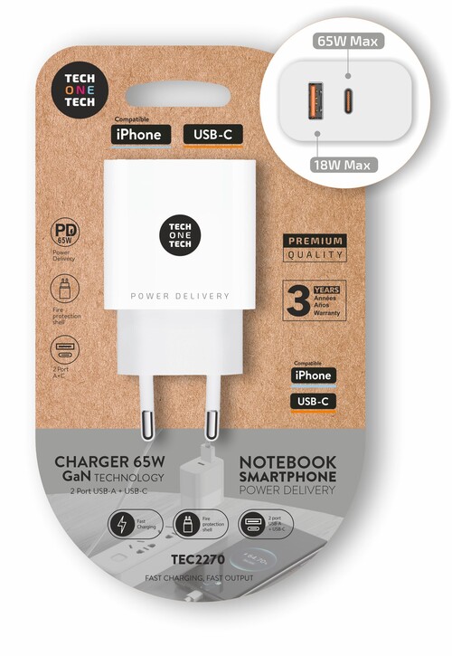 CARGADOR USB-A 2,4A BLANCO SERIE BASIK