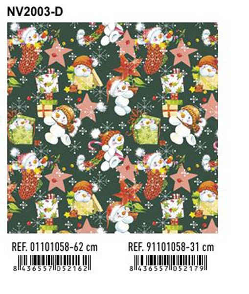 BOBINA 62 CM NAVIDAD INFANTIL FONDO VERDE