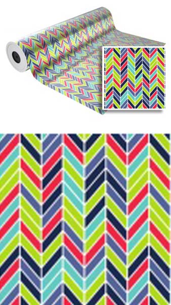 BOBINA CELOFAN 70 CM DECORADA ZIGZAG COLORES PP METALIZADO