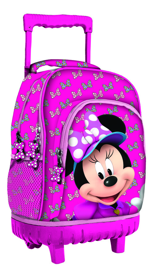 MOCHILA GRANDE C/CARRO MINNIE LACITOS ROSA