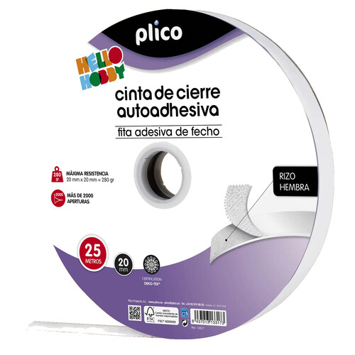 CINTA CIERRE AUTOADHESIVA 20MMX25M HEMBRA BLANCO