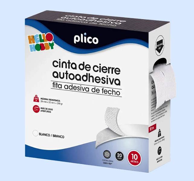 VELCRO ADHESIVO 20MM X 10M BLANCO 2 ROLLOS CAJA