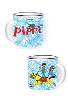 TAZA PIPPI BLANCA CON RAYAS AZULES
