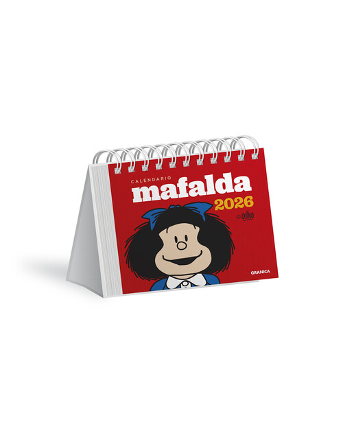 MAFALDA 2026. CALENDARIO ESCRITORIO ROJO