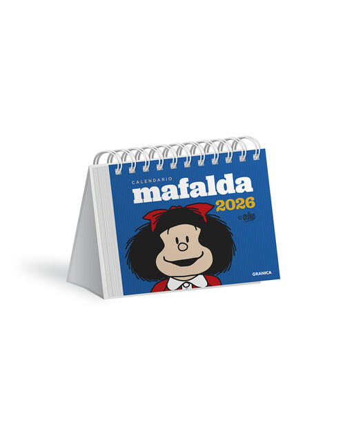 MAFALDA 2026. CALENDARIO ESCRITORIO AZUL