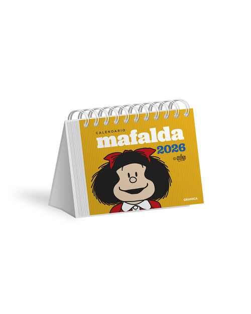 MAFALDA 2026. CALENDARIO ESCRITORIO AMARILLO
