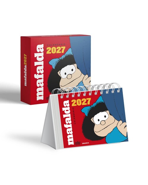 MAFALDA 2027 CALENDARIO DE ESCRITORIO ROJO CON CAJA