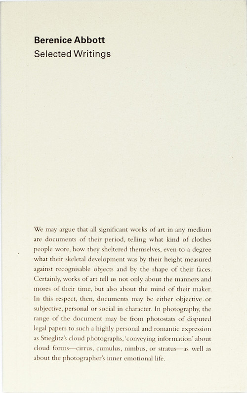 BERENICE ABBOTT SELECTED WRITINGS