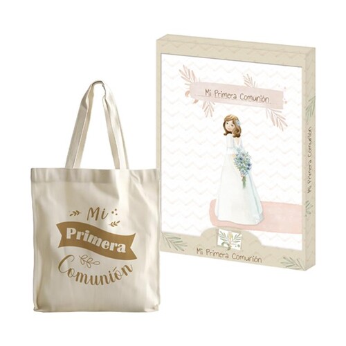 LIBRO NI�A + BOLSO TOTE BAG MI PRIMERA COMUNION