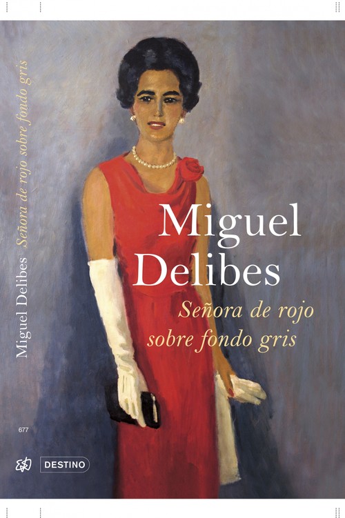 SE�ORA DE ROJO SOBRE FONDO GRIS