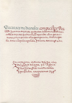DISCURSOS MEDICINALES (1607)