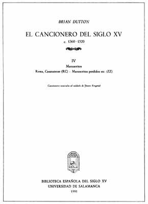 CANCIONERO SIGLO XV (C. 1360-1520) TOMO IV