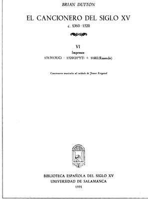 CANCIONERO SIGLO XV (C. 1360-1520) TOMO VI