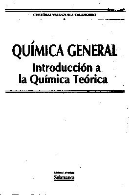 QUIMICA GENERAL. INTRODUCCION A LA QUIMICA TEORICA