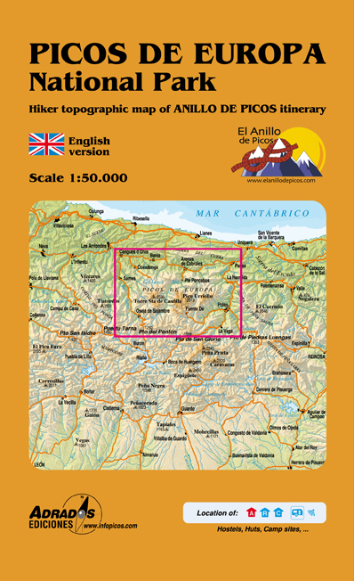 MAP OF LOS PICOS DE EUROPA WITH EL ANILLO DE PICOS