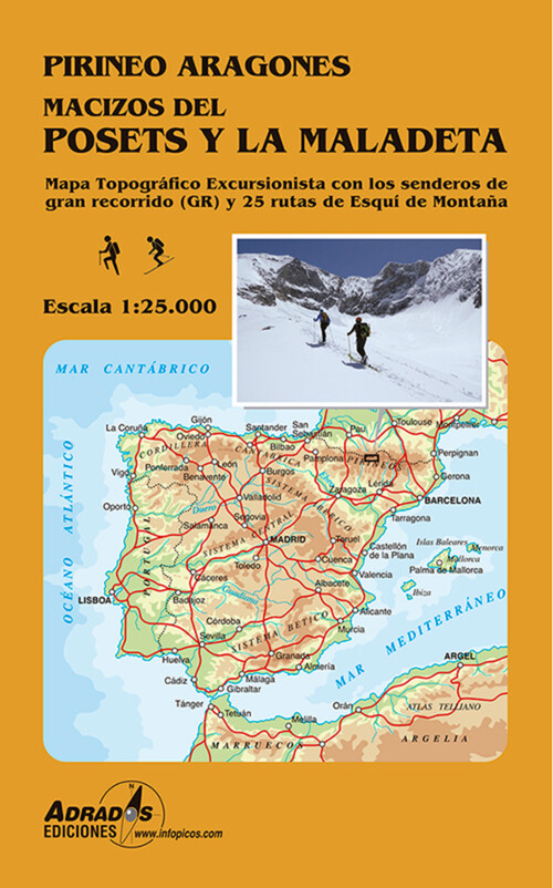 MAPA DE LOS MACIZOS DEL POSETS Y LA MALADETA (PIRINEOS)