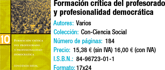 FORMACION CRITICA DEL PROFESORADO Y PROFESIONALIDAD DE-(CON-