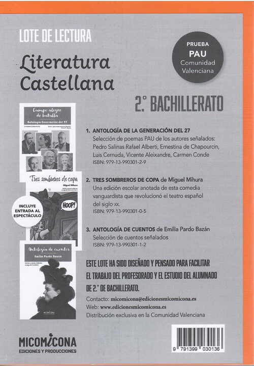 PACK DE TRES LECTURAS (2�BACH)