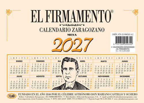 CALENDARIO MESA ZARAGOZANO 2027