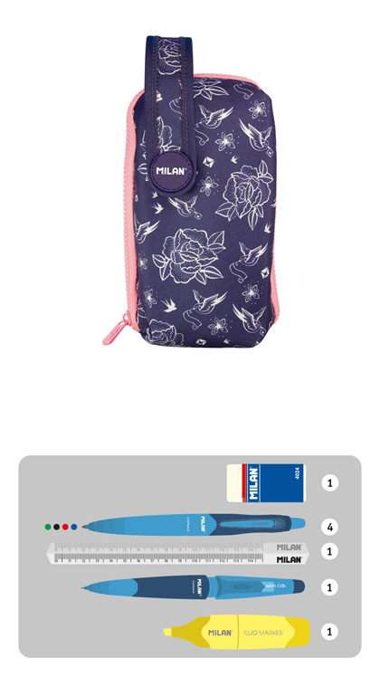 PORTATODO HANDLY UN ESTUCHE CON CONTENIDO FLOWERS BLUE