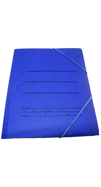 CARPETA GOMAS/SOLAPA 1/8 CARTON AZUL-CAJA 20U