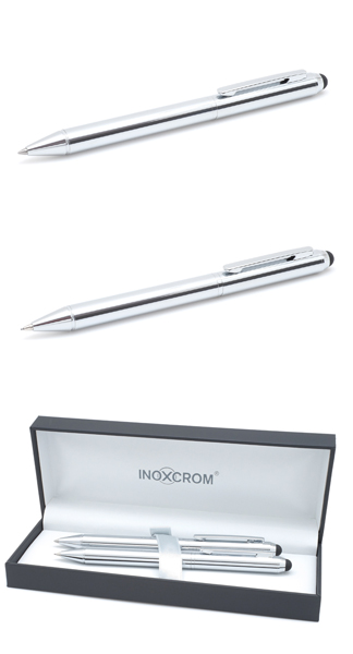 JUEGO BOLI + PORTAMINAS TOUCH CROMO EN ESTUCHE