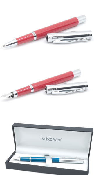 JUEGO PLUMA+ROLLER VISTA ROJO BRILLO