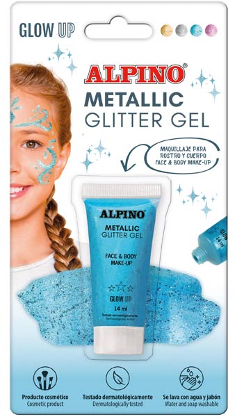 BLISTER 1 MAQUILLAJE AZUL GLITTER GEL METALICO