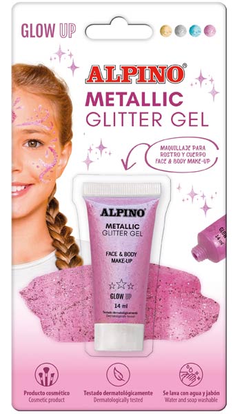 BLISTER 1 MAQUILLAJE ROSA GLITTER GEL METALICO