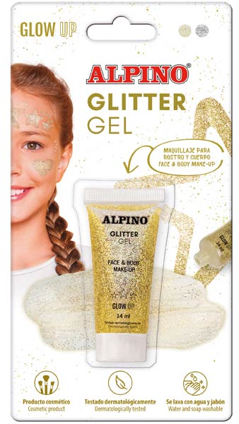 BLISTER 1 MAQUILLAJE ORO GLITTER GEL
