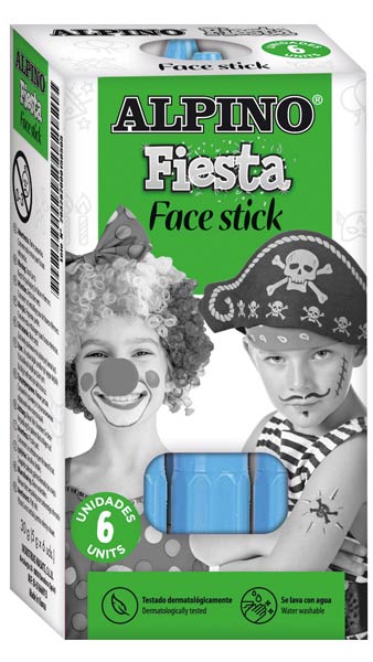 MAQUILLAJE BARRA 5GR APLICADOR AZUL CYAN 6U CAJA FACE STICK