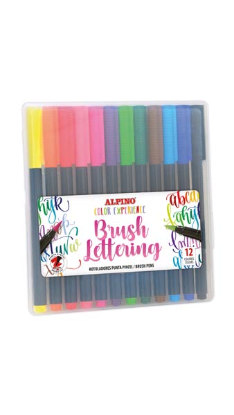 ROTU PINCEL 12 COLORES ESTUCHE PLASTICO BRUSH LETTERING