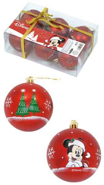BOLAS NAVIDAD 8CM PACK 6 ROJO MICKEY MOUSE HAPPY SMILES