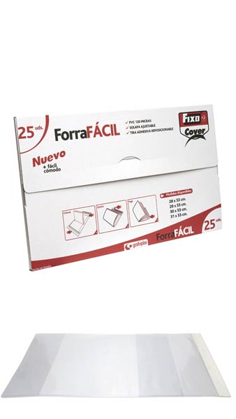 FORRO LIBROS PVC 29 X 53CM 130 MICRAS - CAJA 25 (FORRAFACIL