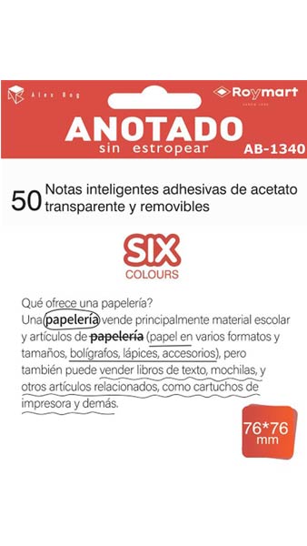 TACO NOTAS QUITA Y PON 76X76 TRANSPARENTES 50H PACK