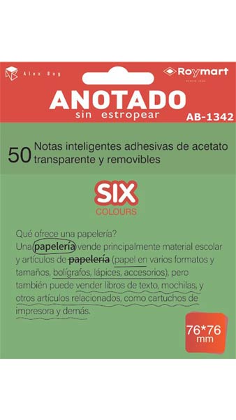 TACO NOTAS QUITA Y PON 76X76 VERDE TRANSLUCIDAS 50H PACK