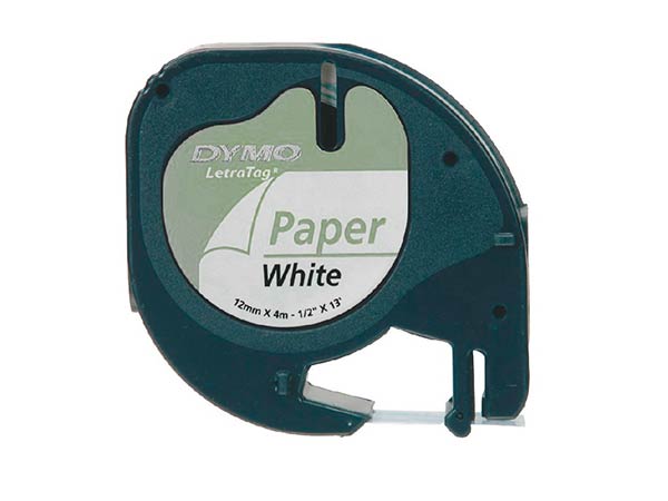 CINTA DYMO LETRATAG 12X4 NEGRO/TRANSPARENTE PLASTICO